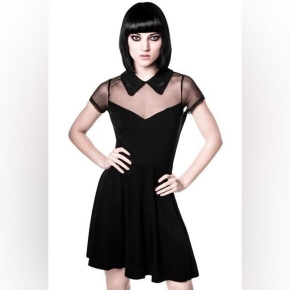 Killstar Goth Collar Sheer Dress, Size XSmall - Picture 4 of 16